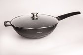 Wok 32 cm met steel - zwart - Voor Alle Warmtebronnen - Aziatisch Koken - Oriental Cooking