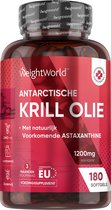 WeightWorld Krill Olie softgels - 1200 mg krillolie met astaxanthine, choline en fosfolipiden - 180 softgel capsules voor 3 maanden - Met Omega 3 vetzuren