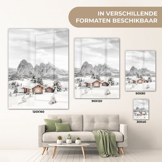 MuchoWow® Peinture sur verre 120x160 cm - Peinture sur verre acrylique - Hiver - Montagnes - Paysage - Neige - Photo sur verre - Peintures