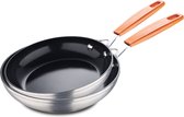 SAN IGNACIO grillpan en wok set, gesmeed aluminium - dubbel gecoat - siliconen handvat, keukenaccessoires - voor alle kookplaten - Compact
