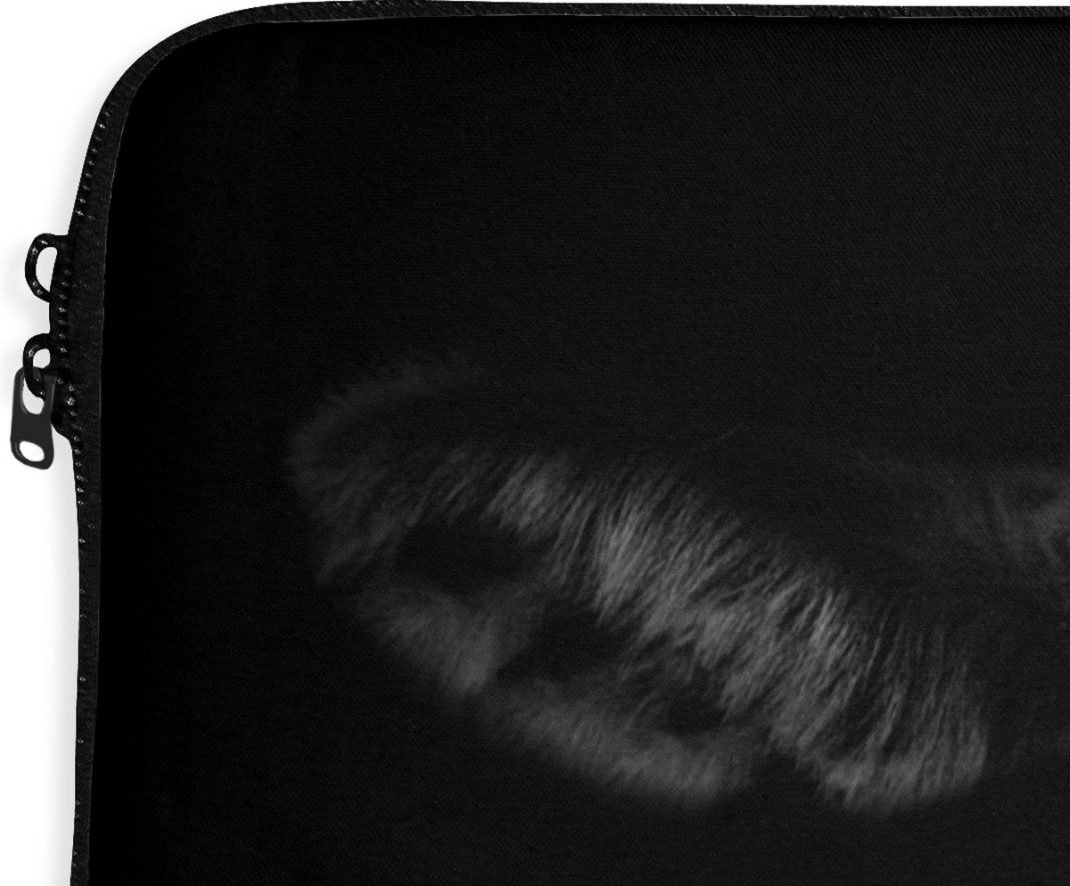 Laptophoes 15.6 inch - Koe - Dieren - Zwart - Laptop sleeve - Binnenmaat 39,5x29,5 cm - Zwarte achterkant