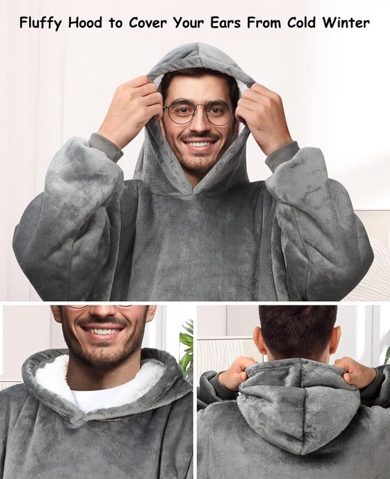 Oversized hoodie deken voor dames oversized sherpa dekentrui zacht super warm bol