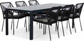 LUX outdoor living Manchester/Seville zwart dining tuinset 7-delig | aluminium + aluminium | 205cm | 6 personen