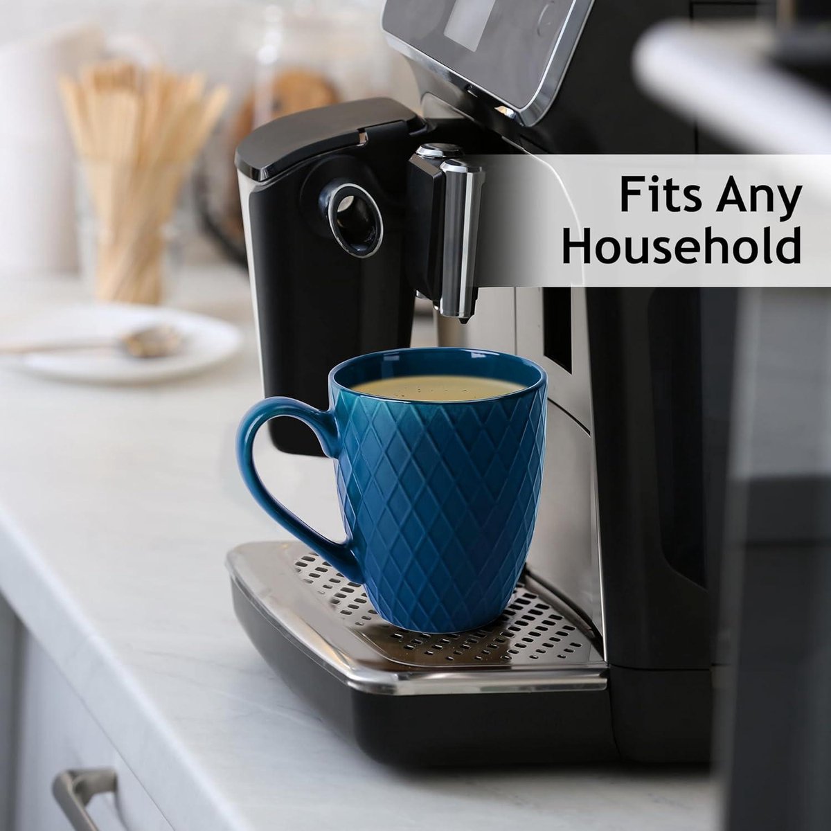 Lot De 5 Grandes Tasses à Café Avec Poignée Noire Mate De 350 Ml