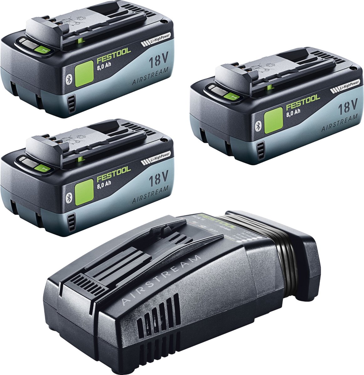 Festool 18V 3x8 0 SCA16 Energy Set 3x accu 18 V 8 0 Ah ( 3x 577323 ) + lader ( 576953 )