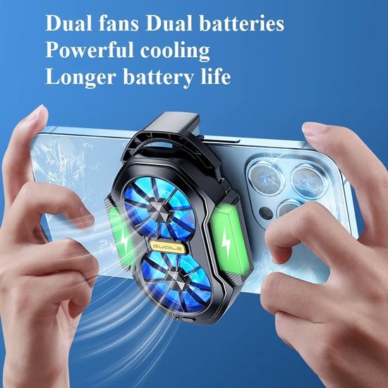 Universele Krachtige Dubbele Ventilator Oplaadbare Mobiele Telefoon Koeler, Langdurige, Extra Sterke Koeling, Luchtkoeling Geschikt Voor IPhone Samsung IOS Android