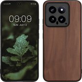 kwmobile telefoonhoesje geschikt voor Xiaomi 14 5G - Hoesje met bumper in bruin - Backcover - walnoothout