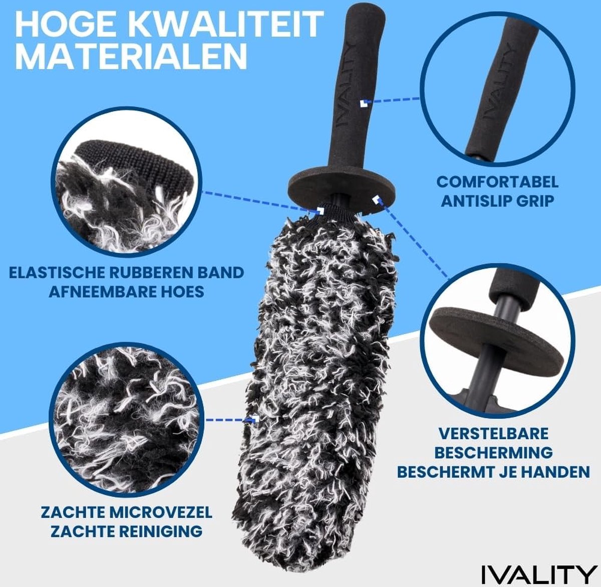 Microvezel Wielborstel Extra Dun - Zachte reiniging tot diep in het velgbed - Microvezel velgenborstel Lichtmetalen velgen Velgreiniger Velgreiniging Auto Velgenborstel 100% krasvrij