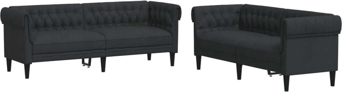 vidaXL - 2-delige - Loungeset - stof - zwart