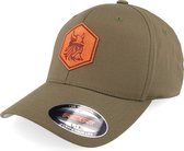 Hatstore- Bearded Viking Helmet Olive Flexfit Wooly Combed - Vikings Cap