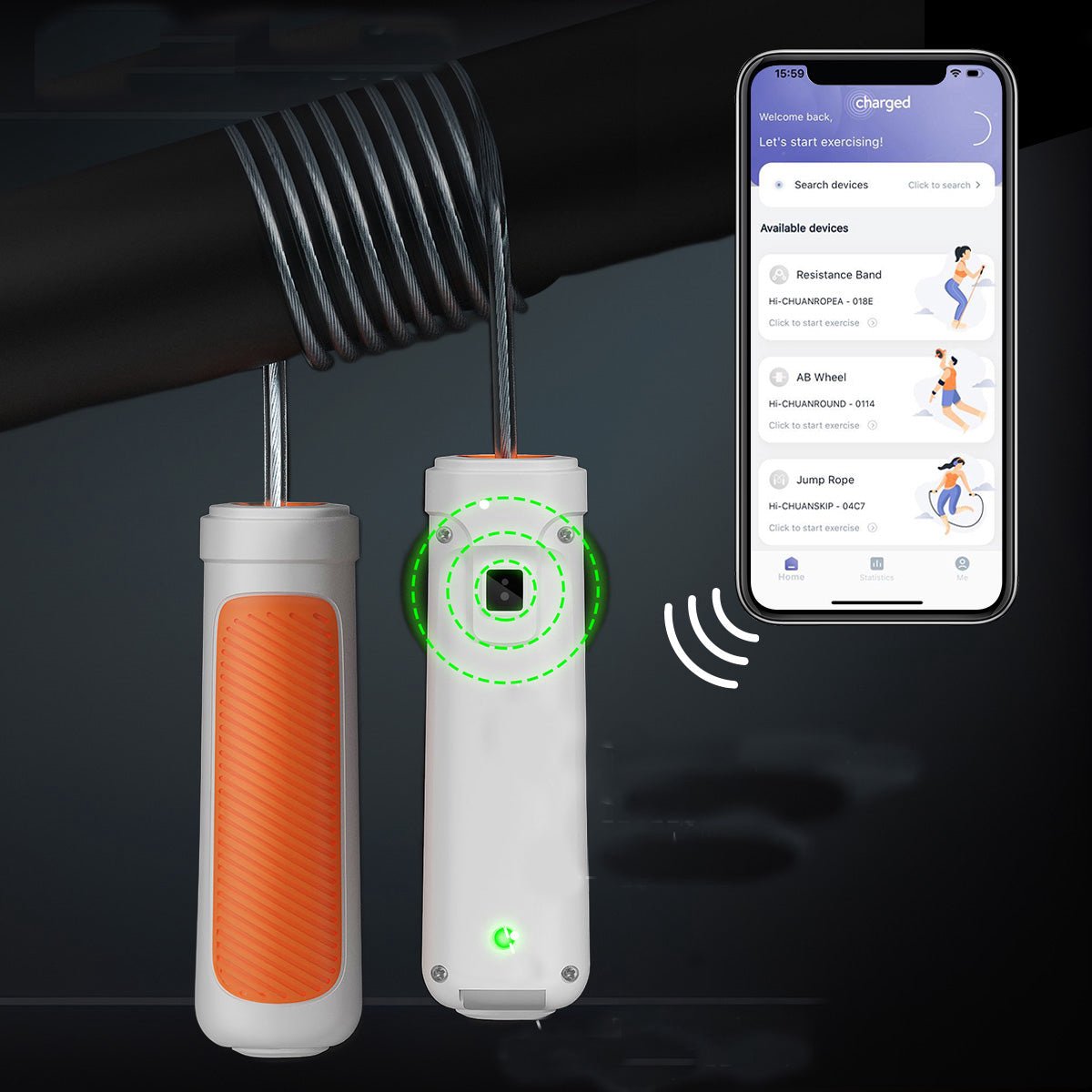 Charged Smart Springtouw - verstelbaar - Bluetooth - Met App