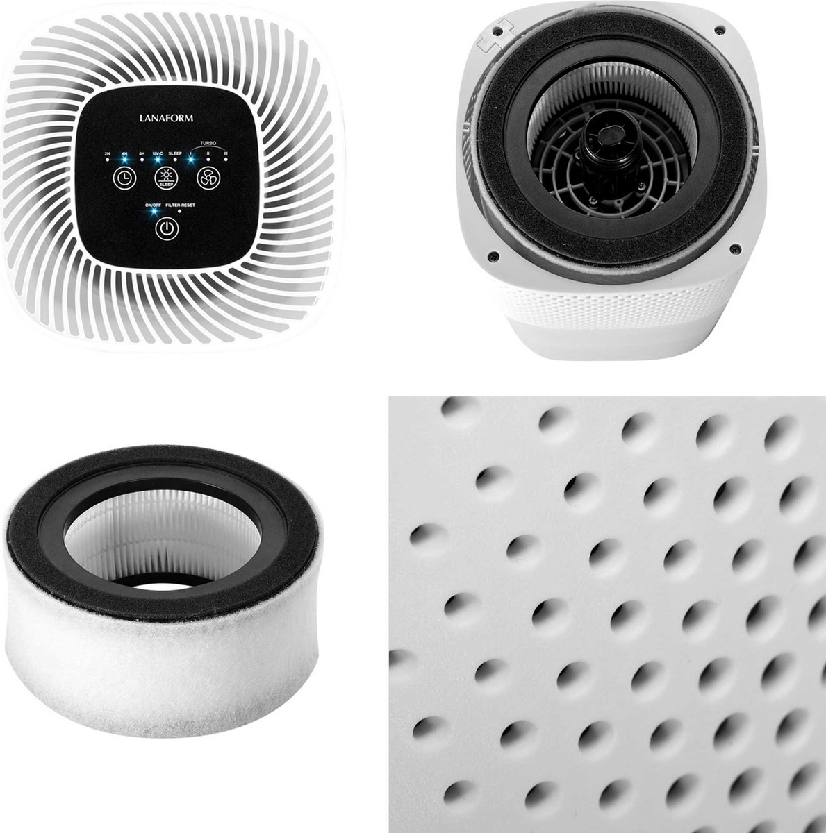 Lanaform - Air Purifier - Luchtreiniger Met HEPA Filter - 11 HEPA Filter Met 3 Lagen - Met UV Lamp - CADR 100m³/u - Timerfunctie & Nacht Mode - 4 Intensiteiten — afbeelding 3