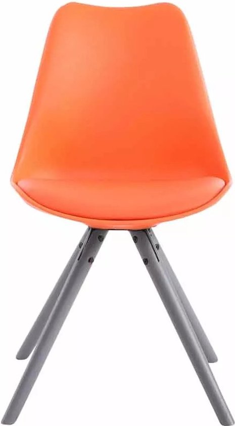 In And OutdoorMatch Bezoekersstoel Garnett - Eetkamerstoel - Oranje kunstleer - Grijze Poten - Set van 1 - Zithoogte 48 cm - Deluxe