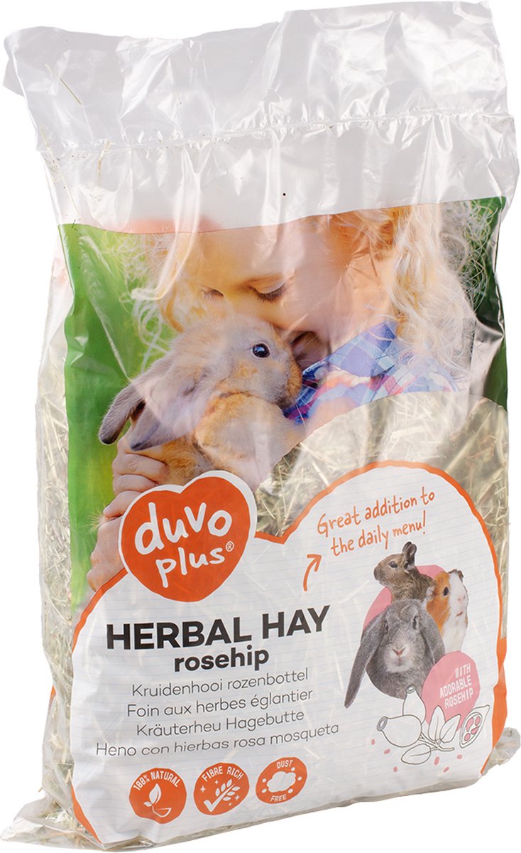 DUVO+ Kruidenhooi Mét Rozenbottel - Voor Knaagdieren & Konijnen - Bevordert De Darmflora - 500g