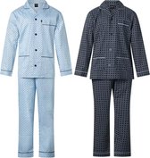 Gentlemen katoenen heren pyjama met knoopsluiting - Blauw - 54
