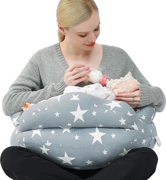 Borstvoedingskussen, XXL, zwangerschapskussen, zijslaapkussen voor baby's, zwangerschapskussen voor baby's, zwangerschapskussen met katoenen voedingskussen, verstelbaar kussen, van Baninni — afbeelding 2