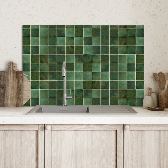 Queence | Keuken spatbescherming tegelpatroon 60x40 cm | keukenachterwand | Alu-DiBond | Afdekking fornuis en gootsteen | Keukenpanelen | Keukentegels | Tegelspiegel | Achterwand, afmetingen: 60 x 40