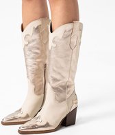 Manfield - Dames - Gouden leren cowboy laarzen - Maat 36