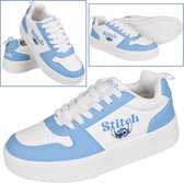 Stitch en Angel Disney Dames Lage Sneakers, Blauw-Witte Sportschoenen