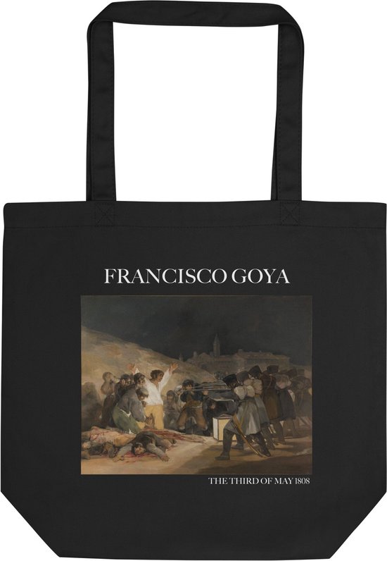 Francisco Goya 'De derde mei 1808' ("The Third of May 1808") Beroemde Schilderij Tote Bag | 100% Katoenen Tas | Kunst Tote Bag | Zwart