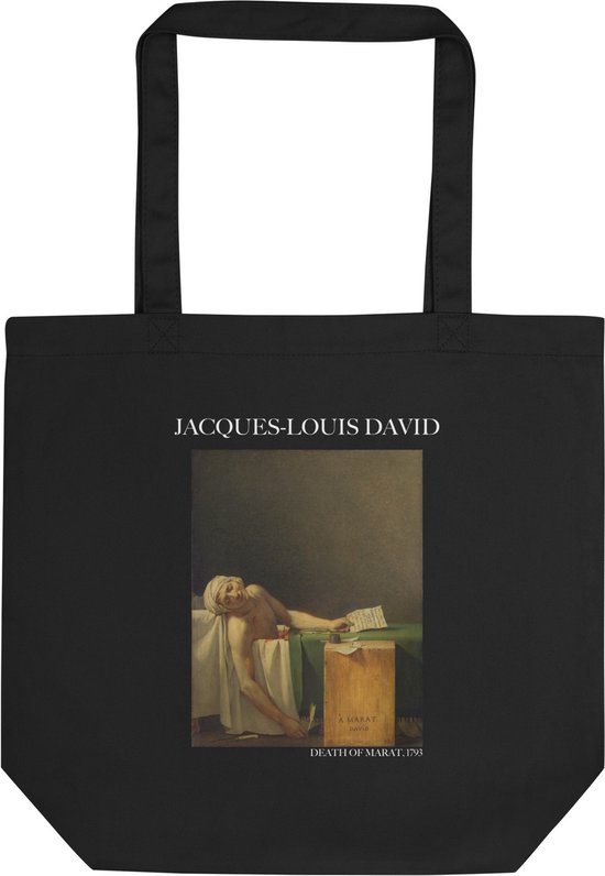 Jacques-Louis David 'De dood van Marat' ("Death of Marat") Beroemde Schilderij Tote Bag | 100% Katoenen Tas | Kunst Tote Bag | Zwart