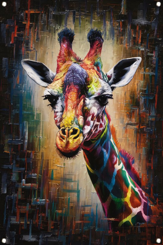 Giraffe posters - Dieren tuinposter - Tuinposter Textuur - Tuinschilderij voor buiten - Posters tuin - Posters tuinposter 100x150 cm
