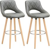 Rootz Set van 2 barkrukken - Tegenstoelen - Hoge stoelen - Comfortabele zitplaatsen - Ergonomisch ontwerp - Stijlvol en veelzijdig - Hout en kunstleer - 96 cm x 43 cm x 40 cm