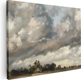 Artaza Canvas Schilderij Kunstwerk van Wolken boven een Veld - 80x60 - Muurdecoratie - Foto Op Canvas - Canvas Print