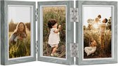 Cadre photo collage 10x15 bois gris 3 photos cadre photo multiple décoration rustique moderne cadeau de Noël familial avec espace pour photos. Cadres photo