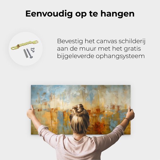 Artaza Peinture sur toile oeuvre abstraite d'une ville - 100x50 - Décoration murale - Photo sur toile - Impression sur toile