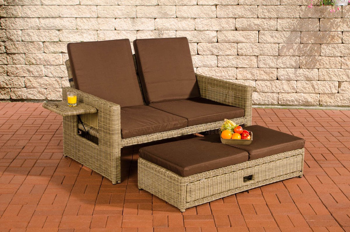 CLP Ancona - Loungebank - 5mm Poly-rotan natura aardsbruin