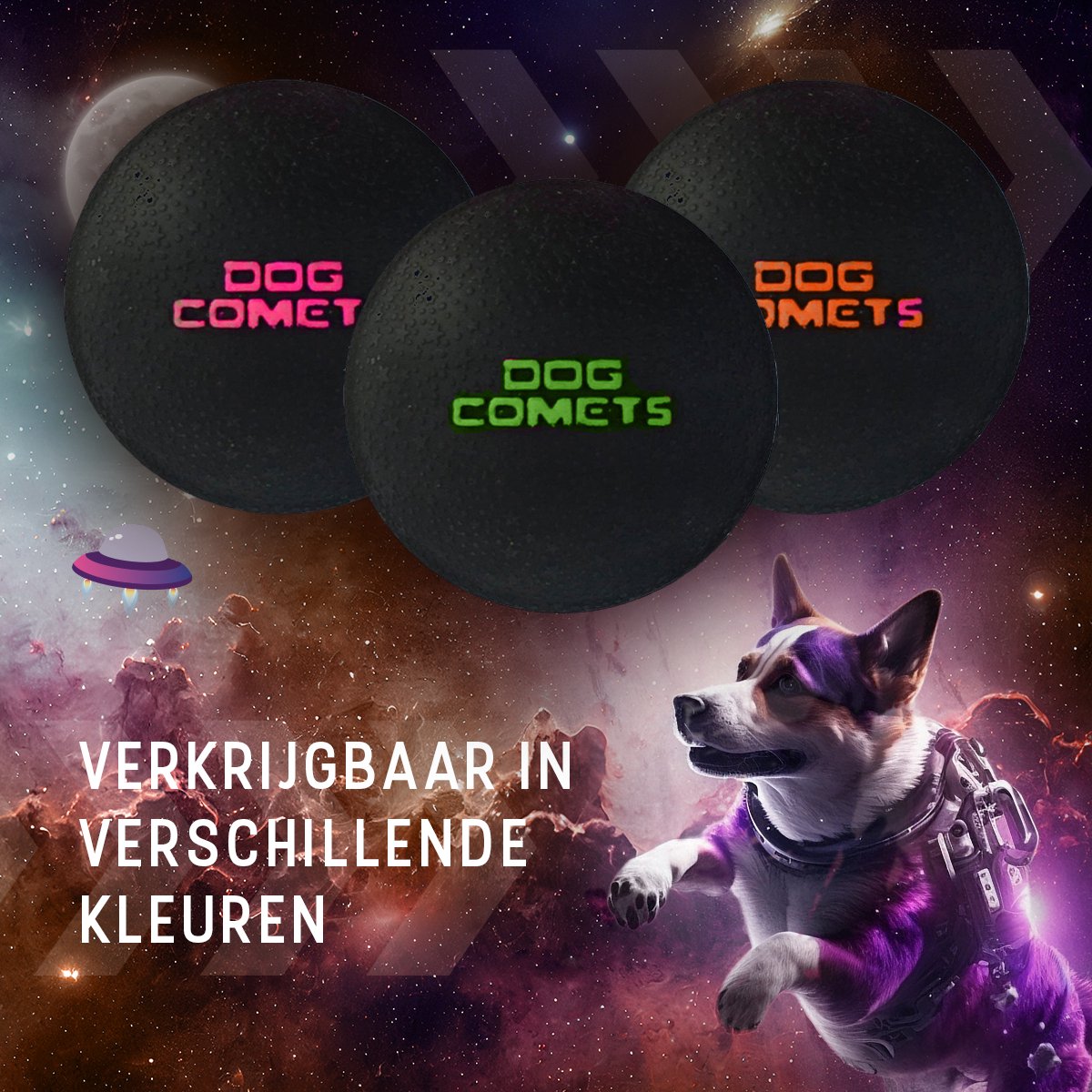 Dog Comets Ball Stardust Ø6 cm - Hondenspeelgoed - Hondenbal - Natuurlijk rubber - 1 stuk - Oranje/Zwart thumbnail 6