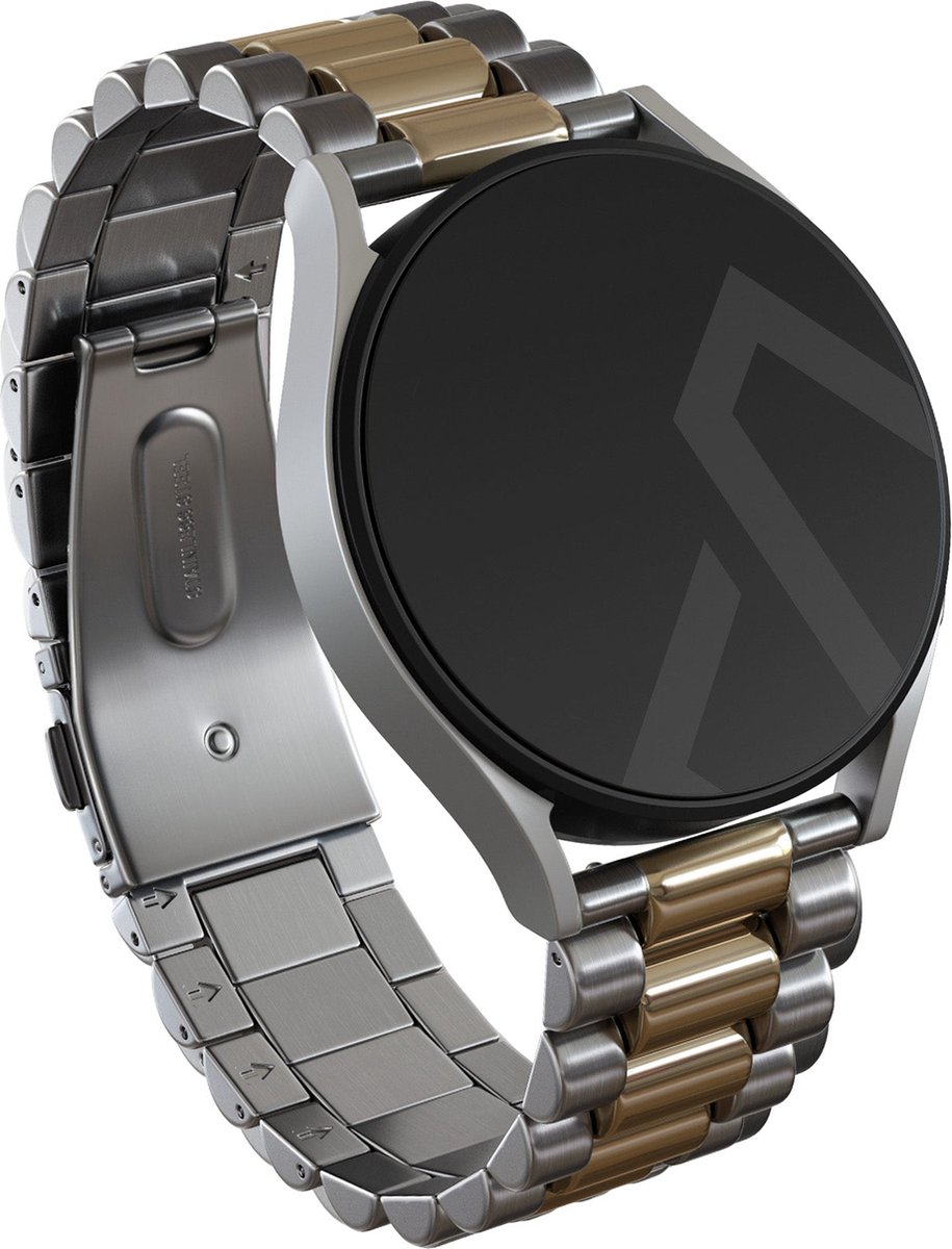 BURGA Universele Metalen Horlogeband - All Eyes On Me voor Samsung Galaxy-Garmini-Xiaomi-Huawei - Zilver - Goud - 22mm
