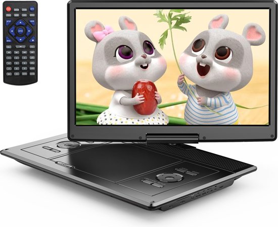 YOTON YD155M DVD portable - Écran HD rotatif 14" - 4-6 heures de lecture - Pour carte SD/USB/Sync TV - Zwart