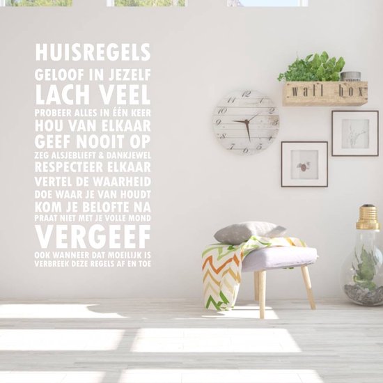 Sticker Muursticker Règles de la maison - Gris foncé - 80 x 153 cm - Salon textes néerlandais - Sticker mural 4 Vente