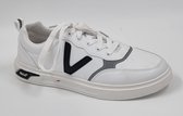 Walk - Heren Schoenen - Heren Sneakers - Witte Sneakers Heren - Wit/Zwart - Maat 42