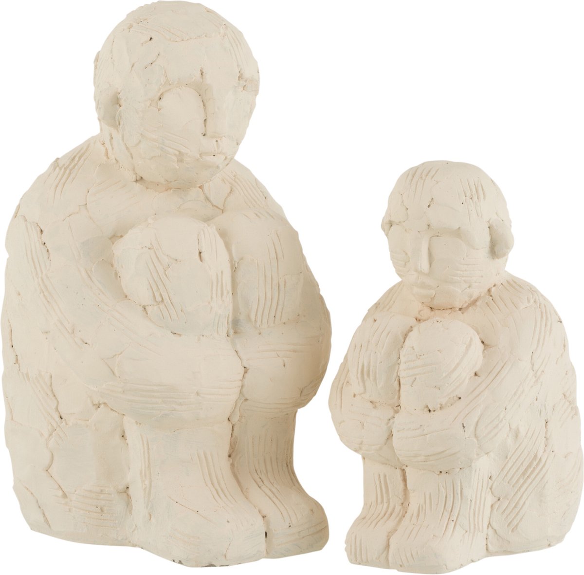 decoratie Figuur Zittend - cement - wit - large