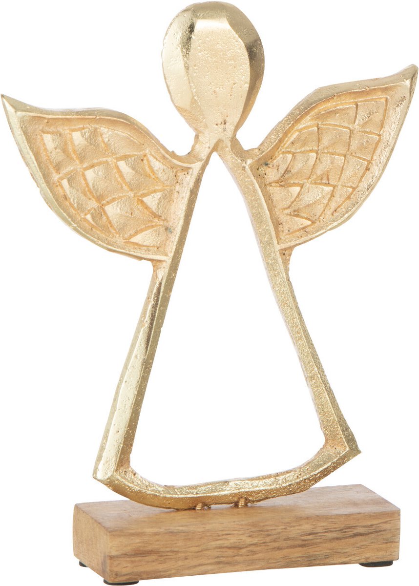 J-Line figuur Engel Met Curve Op Voet - hout/aluminium - goud - medium