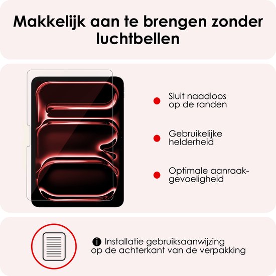 Étui adapté pour iPad Pro 2024 (11 pouces) Étui à couverture rigide avec protecteur d'écran - Rouge