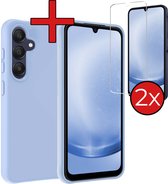 Hoesje Geschikt voor Samsung A25 Hoesje Siliconen Case Hoes Met 2x Screenprotector - Hoes Geschikt voor Samsung Galaxy A25 Hoes Cover Case - Lichtblauw