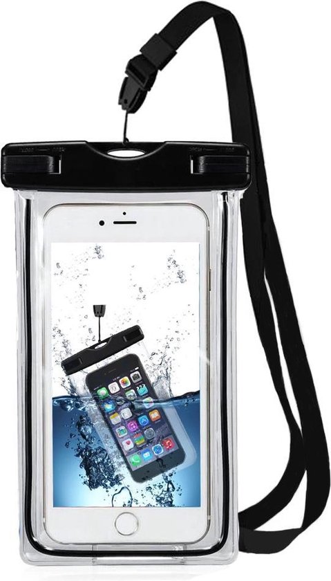 MMOBIEL Waterdichte Telefoon Hoes (ZWART) - Waterproof Bag - Case - Pouch - Universeel - Geschikt voor Alle Smartphones - tot 6 Inch - Volledig Transparant