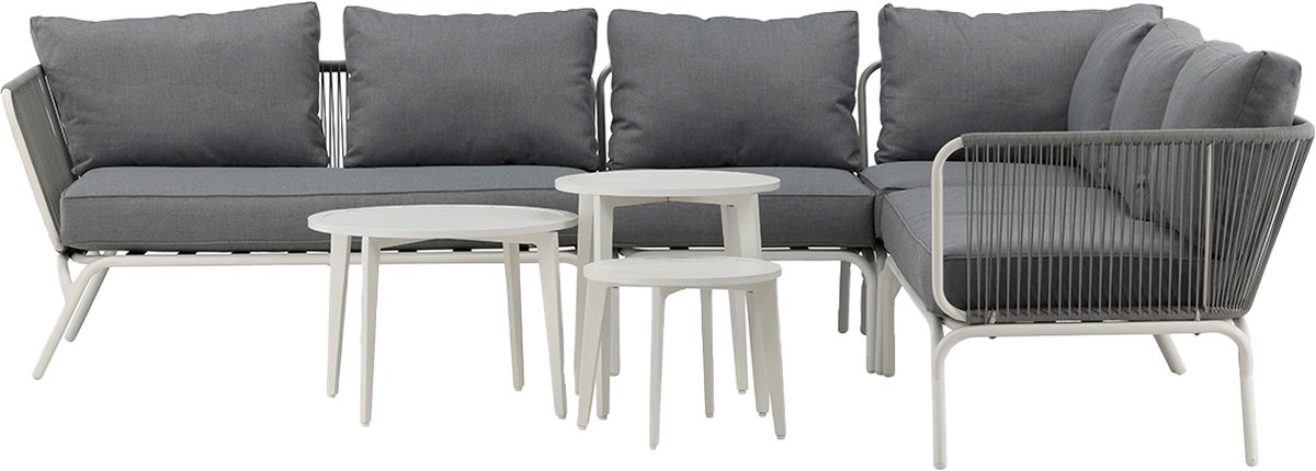 Nest outdoor Hanne Loungeset Grijs - Tuin - Alumnium - met Zitkussens - Hoekbank - Salontafel - Buiten