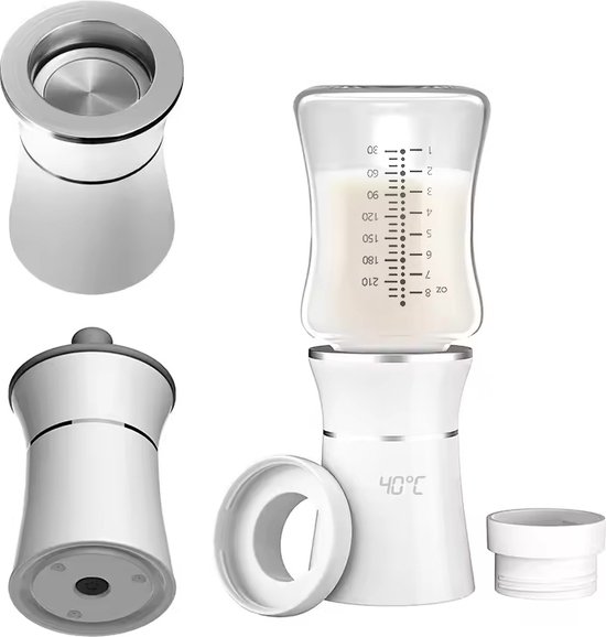 Baby Brezza Safe & Smart Elektrische flessenwarmer, moedermelk voedselontdooier - universeel geschikt voor alle zuigflessen: glas plastic - draadloze Bluetooth-bediening, wit, 1 stuks (1 stuks