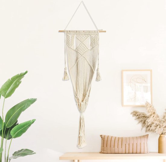 Grote macramé wandtapijt, Boheems wanddecor