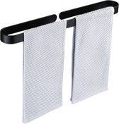 handdoekhouder - handdoekrek - 60 cm - Zwart - Badkamer of Toilet - RVS - Plakken zonder boren - Poeder Coating - Horizontaal of verticaal te plaatsen