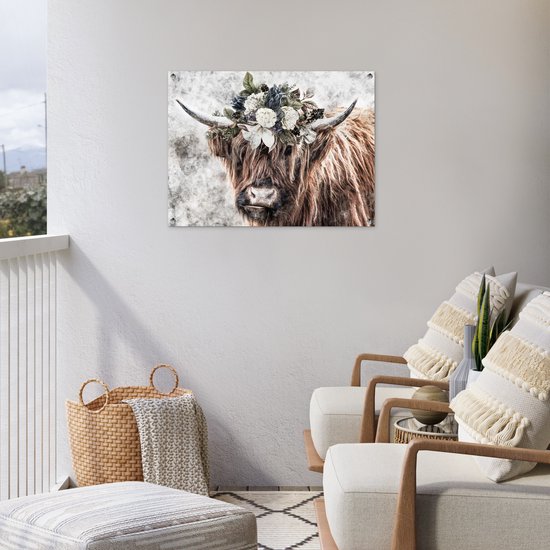 Tableau de jardin Highlander écossais - Fumée - Flora - 80x60 cm - Affiche de jardin