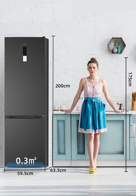 CHiQ FBM351NEI42 - Koel-vriescombinatie - 356 Liter - No Frost - Stil 35dB - Inverter Compressor - Digitaal LED Display - 12 Jaar Garantie op Compressor - D Energielabel