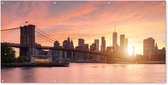 Affiche clôture Coucher de soleil sur le Bridge de Brooklyn à New York - 200x100 cm - Toile jardin