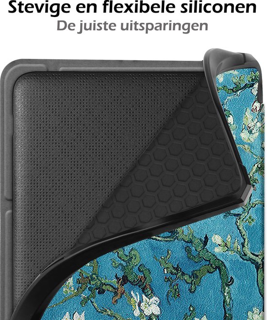 Hoesje Geschikt voor Kobo Libra 2 Hoes Book Case Trifold - Hoes Geschikt voor Kobo Libra 2 Hoesje Book Cover Met Screenprotector - Bloesem van Hoesje  — afbeelding 3