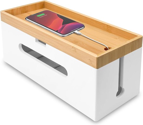 Otauoaea Kabelbox hout, set van 2, groot en klein, van duurzaam bamboe, kabelmanagementbox om kabels te verbergen, stekkerbox, kabelverzamelaar, kabelorganizer, box Otauoaea Kabelbox hout, set van 2, groot en klein, van duurzaam bamboe, kabelmanagementbox om kabels te verbergen, stekkerbox, kabelverzamelaar, kabelorganizer, box